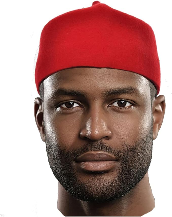 African Igbo Red Traditional Cap