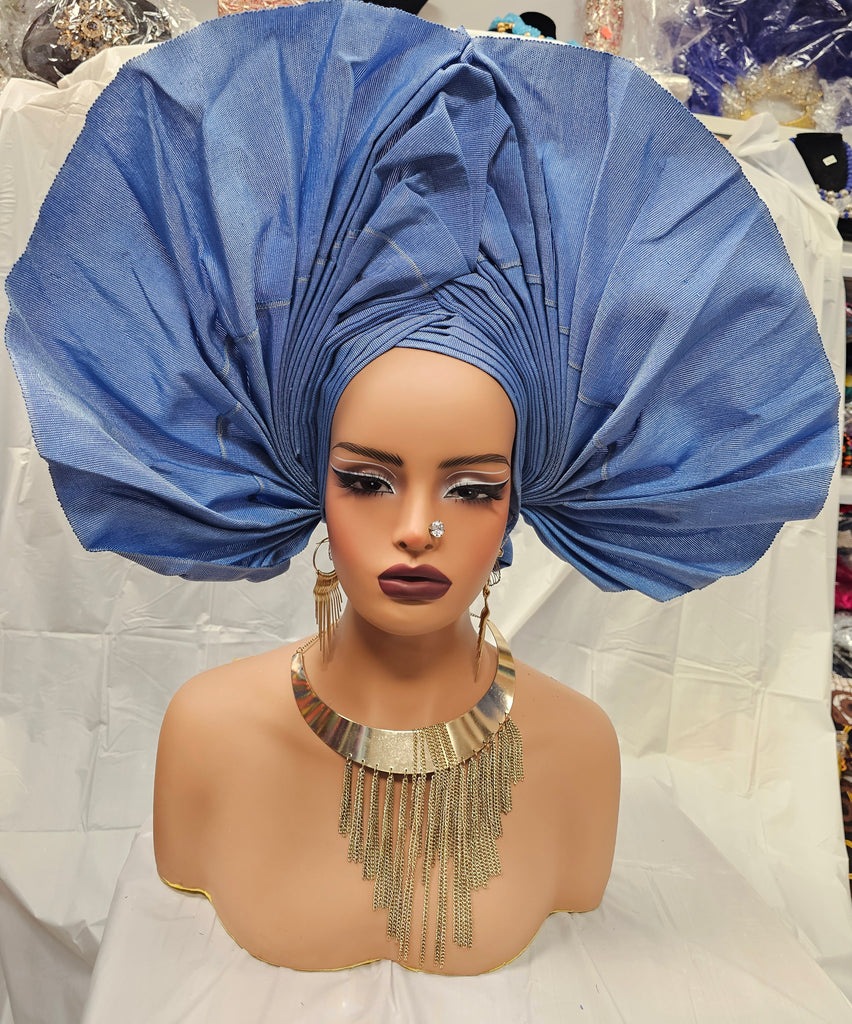 Light Blue Beautiful High Class Wedding Brides Party Auto Gale Headtie