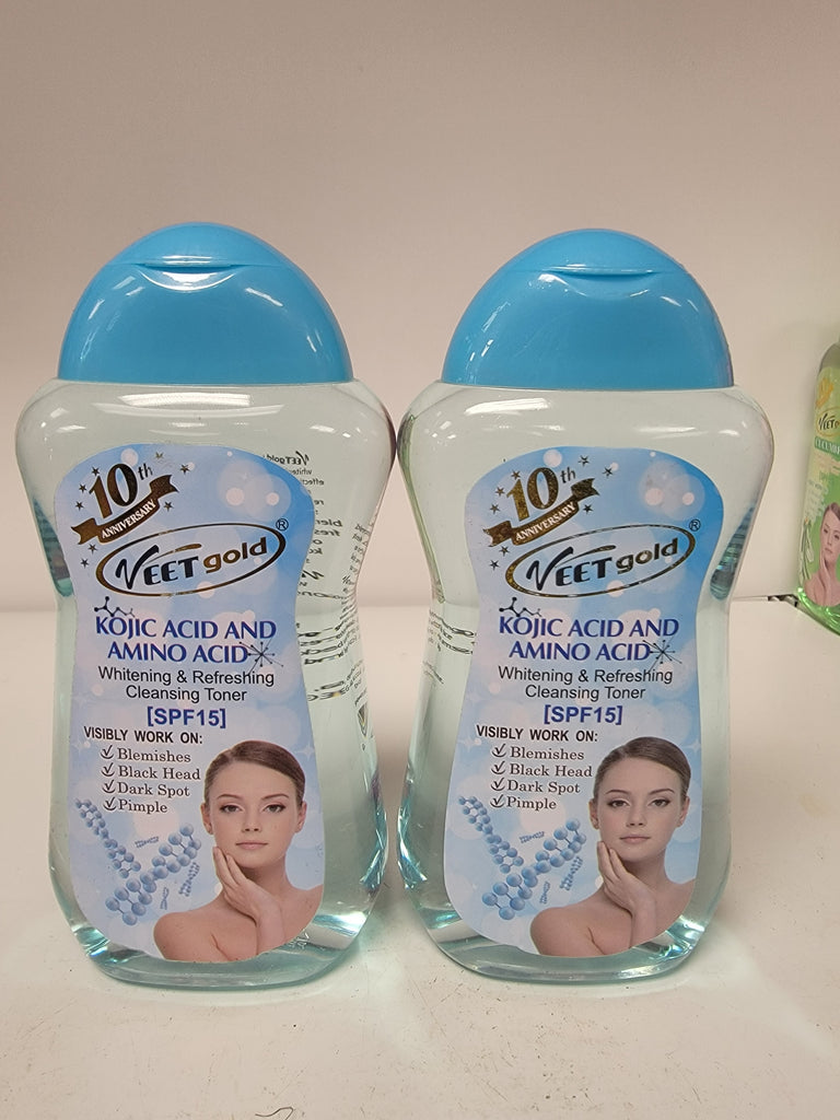 VEETGOLD KOJIC ACID & AMINO ACID WHITENING & REFRESHING CLEANSING TONER SPF15