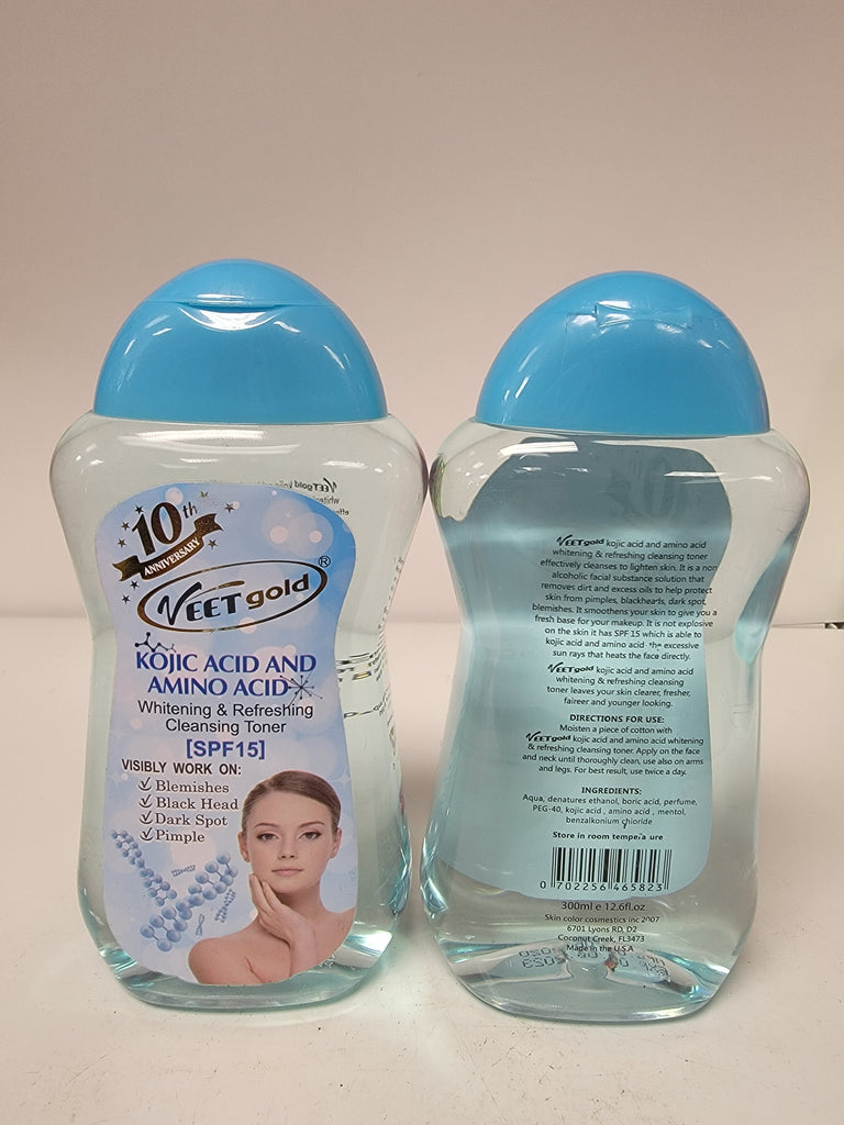 VEETGOLD KOJIC ACID & AMINO ACID WHITENING & REFRESHING CLEANSING TONER SPF15