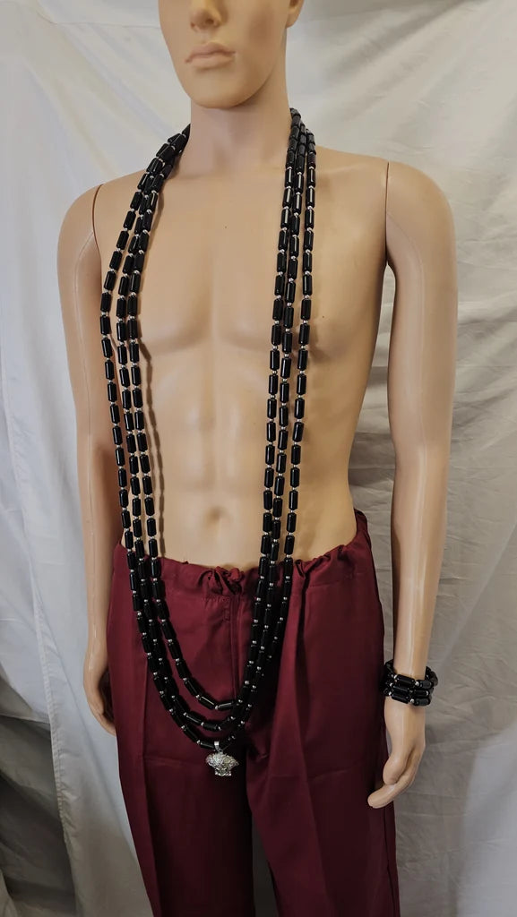 Black Groom Necklace Men Fashion 6 set Handmade wedding party bead Necklace and bracelet men