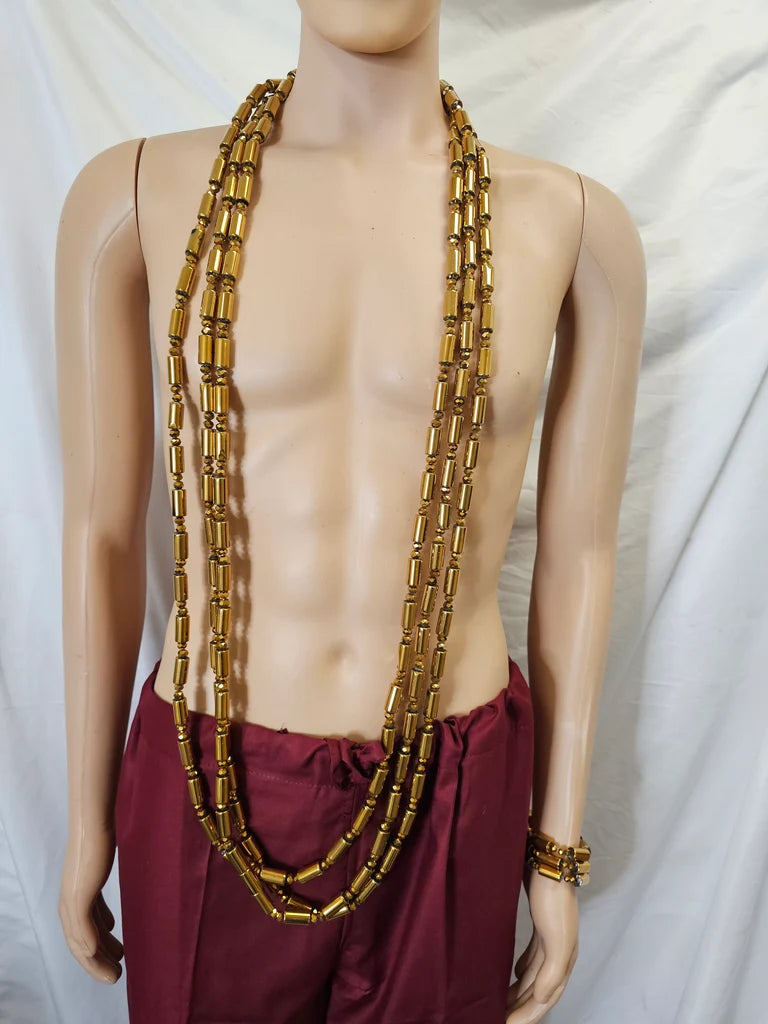 Gold Men Fashion 6 set Handmade wedding party bead Necklace and bracelet men