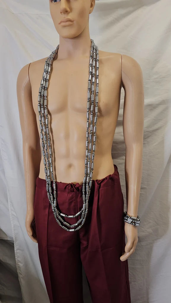 Groom Silver Necklace Men Fashion 6 set Handmade wedding party bead Necklace and bracelet men