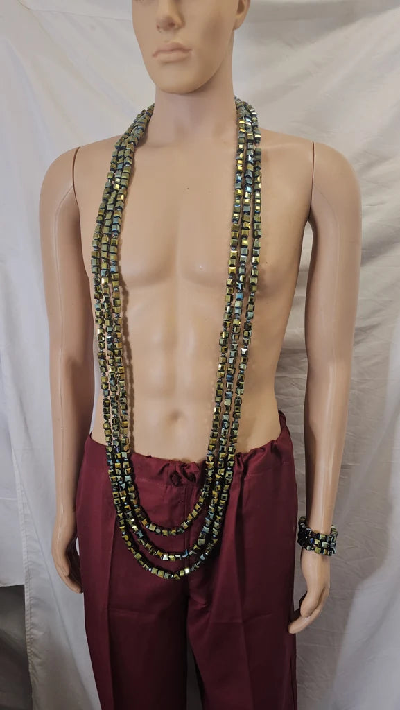 Necklace Men Fashion 6 set Handmade wedding party bead Necklace and bracelet men