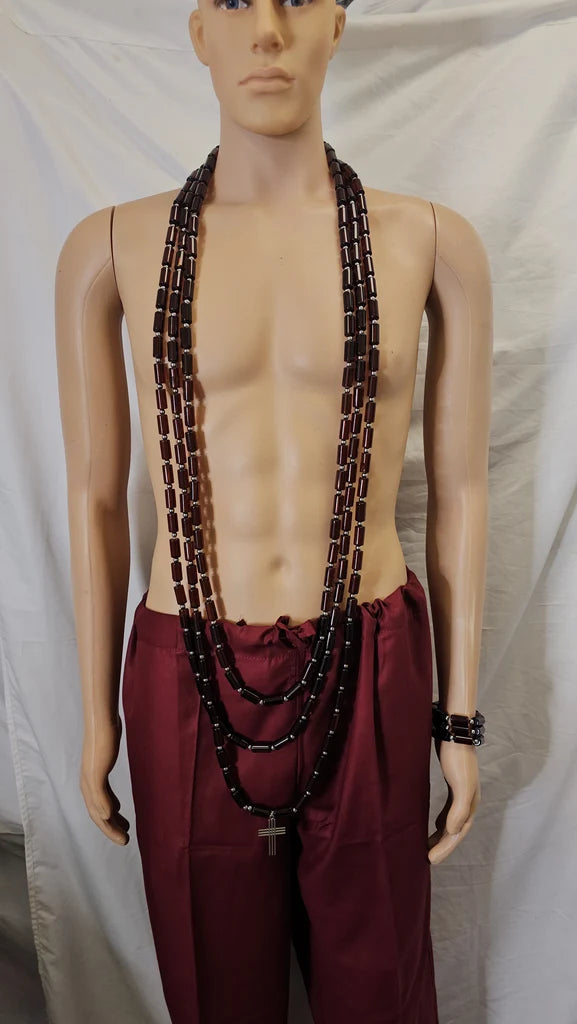 Brown Wedding Party Groom Necklace Men Fashion 6 set Handmade wedding party bead Necklace and bracelet men