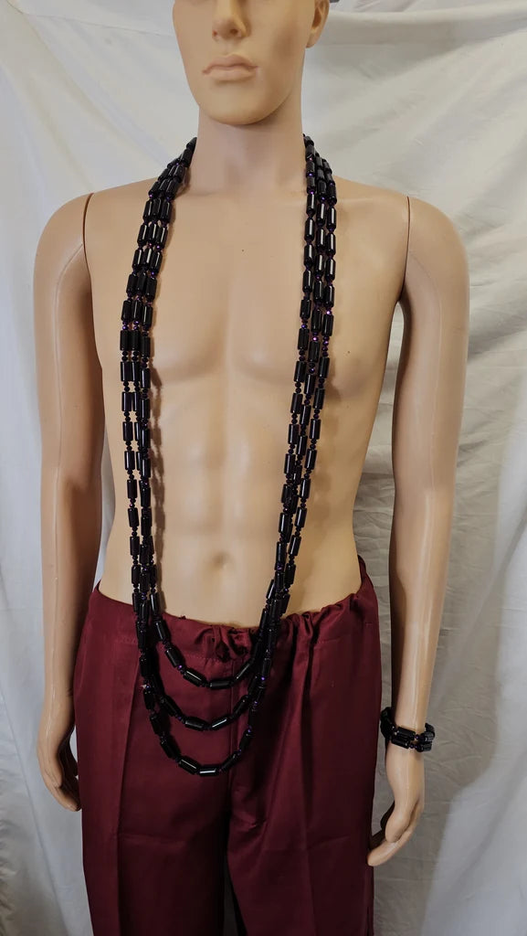 Purple Men Fashion 6 set Handmade wedding party bead Necklace and bracelet men