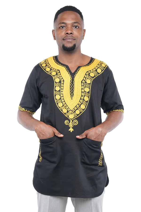 Black & Gold Embroidered Shirts For Me