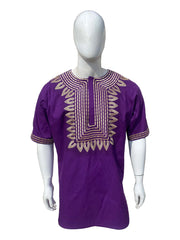 Purple Gold Embroidered T'Challa Short Sleeves Shirt