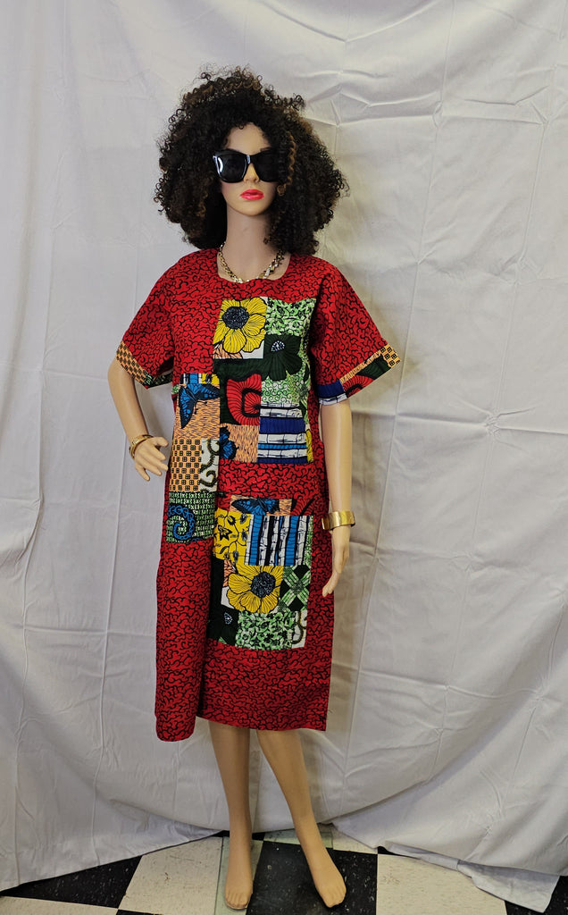 Beatiful Red High Quality  Ready to wear Ankara Print short dress