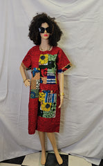 Beatiful Red High Quality  Ready to wear Ankara Print short dress