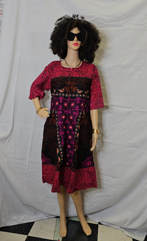 Beatiful Red High Quality  Ready to wear Ankara Print short dress