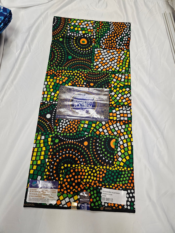 Rossberry platinum  High Quality Ankara print Fabric 6 yard