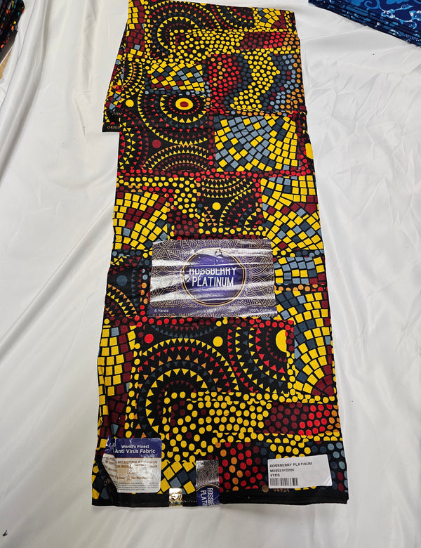 Rossberry Platinum High Quality Ankara print Fabric 6 yard