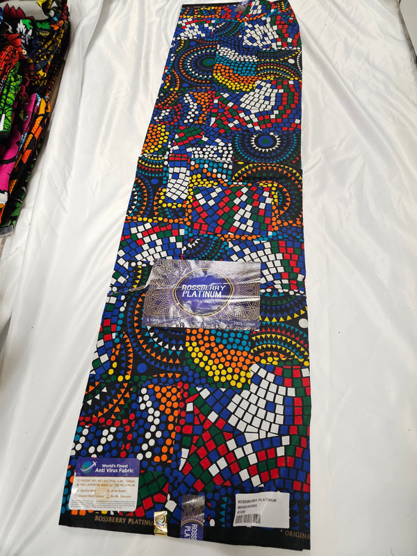 Rossberry Platinum  High Quality Ankara print Fabric 6 yard