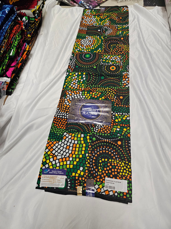 Rossberry Platinum  High Quality Ankara print Fabric 6 yard