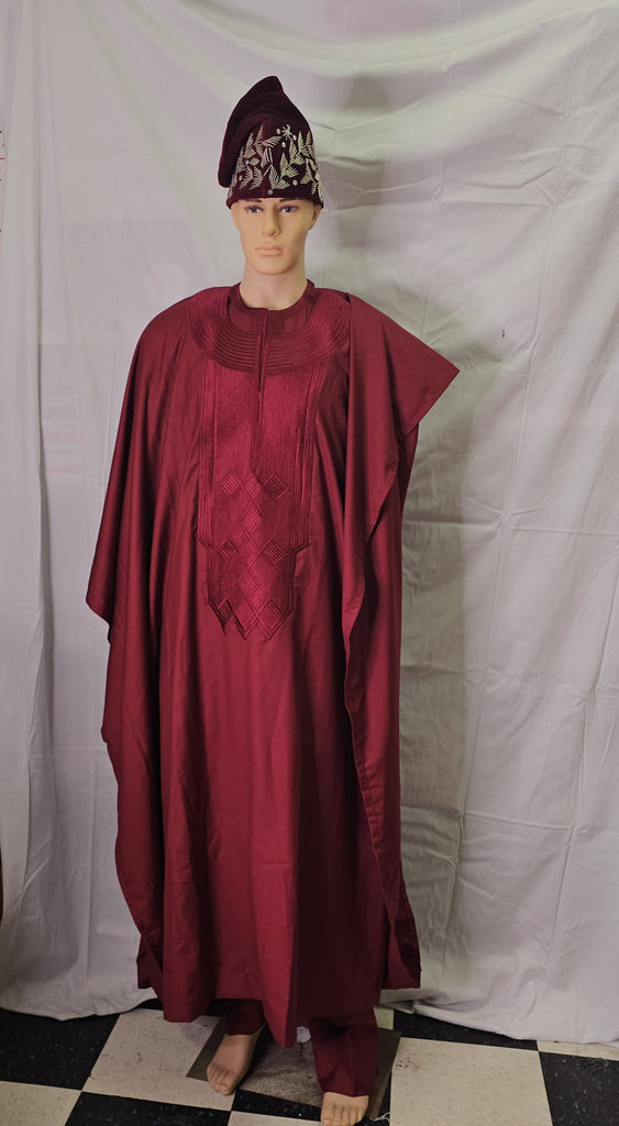 AGBADA MEN'S CLOTHING COMPLETE SET OUTFIT 3 PIECES