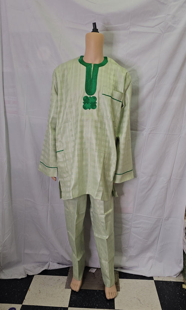 3 PICS COMPLETE SET AGBADA OUT FIT MEN TRADITIONAL AFRICAN CLOTHING + CAP