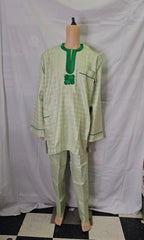 3 PICS COMPLETE SET AGBADA OUT FIT MEN TRADITIONAL AFRICAN CLOTHING + CAP