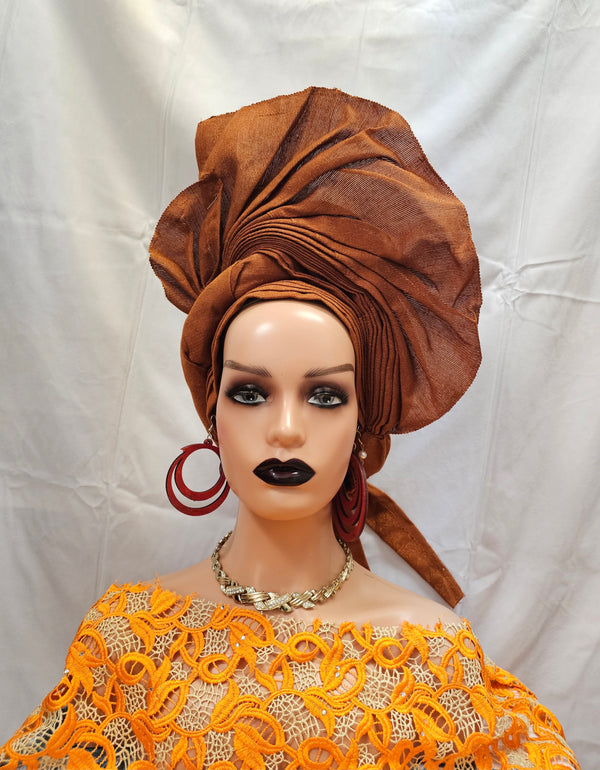 Burnt Orange  Elegant  Auto Gale Headtie for all occasions