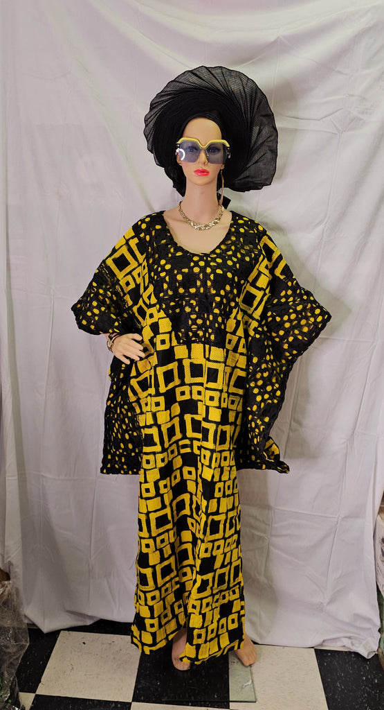 High Quality Yellow Ready to wear Ankara Print dress