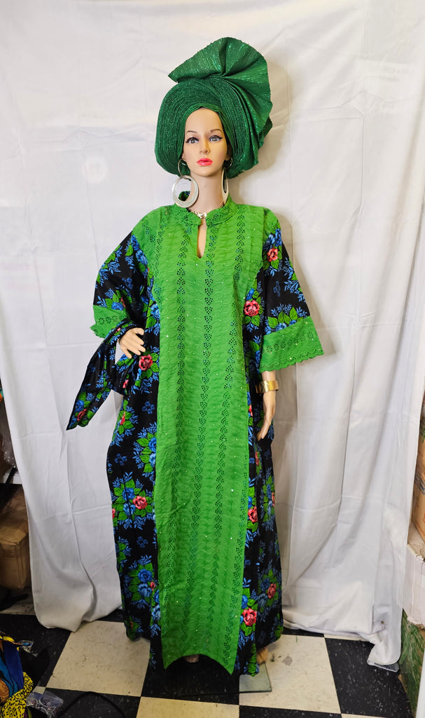Green Beautiful High Quality Women Ready to wear Ankara Print dress