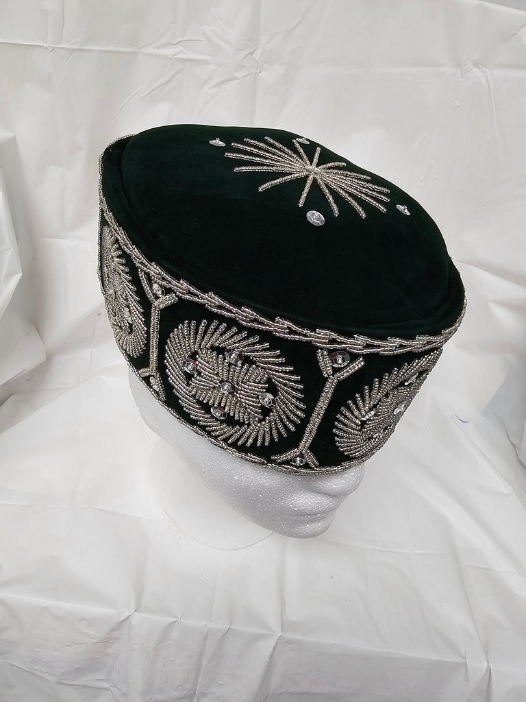 Green African Traditional Men's Cap  African wedding hat