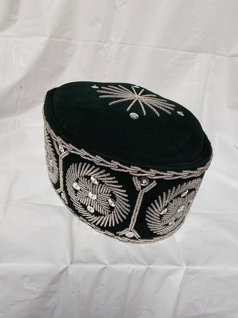 Green African Traditional Men's Cap  African wedding hat