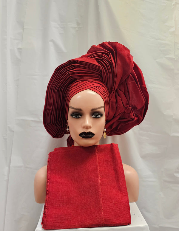 Auto Gele Headtie with Shoulder Shawls