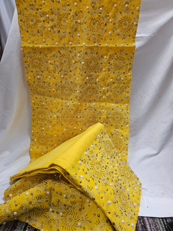 Bridal Aso Oke Headtie with Shoulder Shawl set