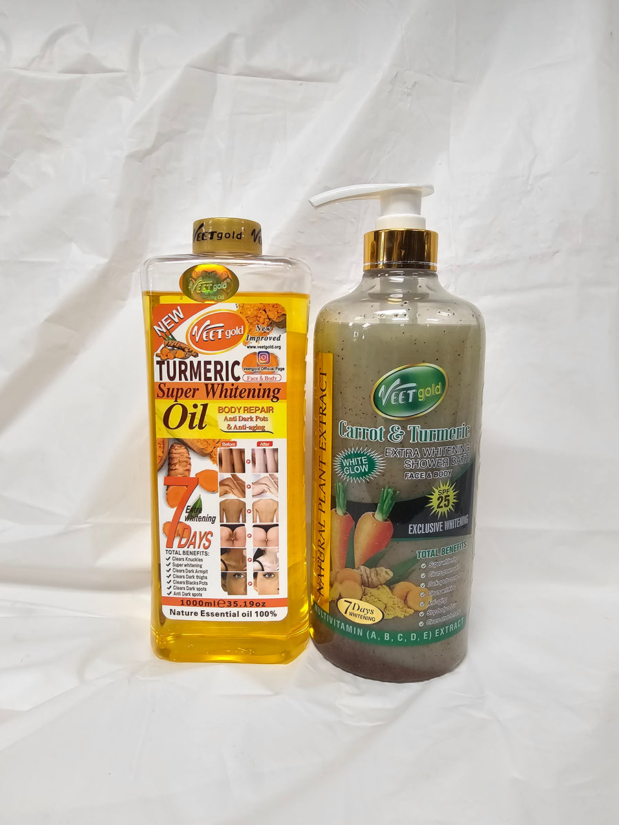 Huile Visage & Corps VEETGOLD TURMERIC Ultra Éclaircissante, 100ml - Neuf