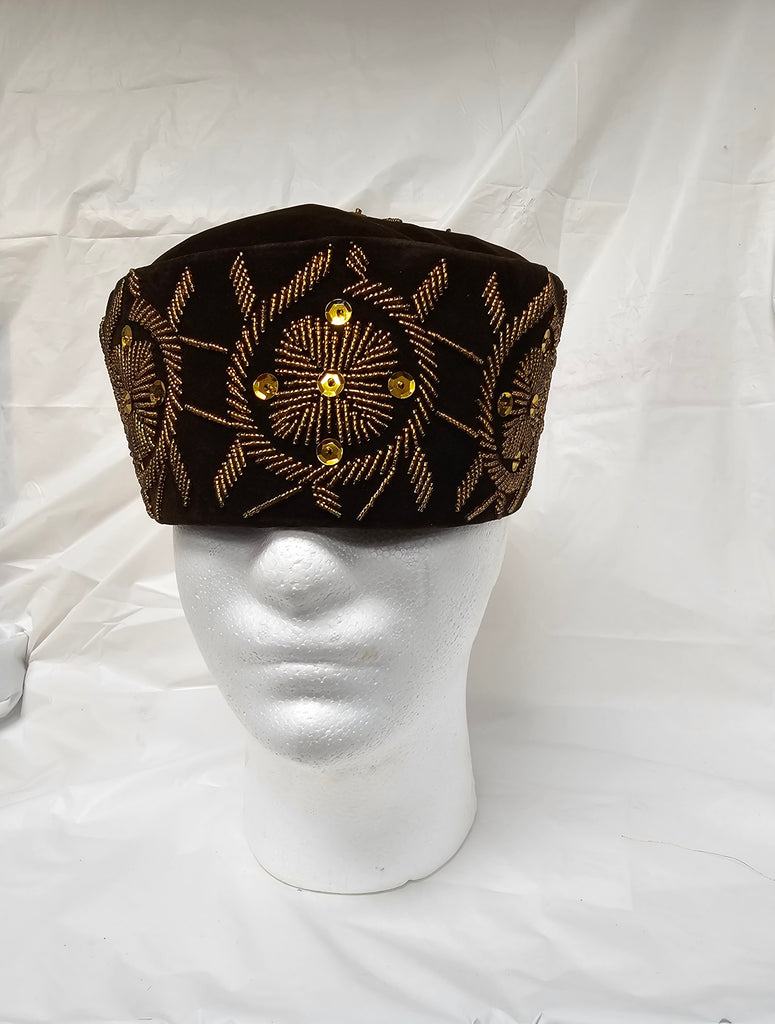 Brown Luxury Wedding  African Hat for men Cap