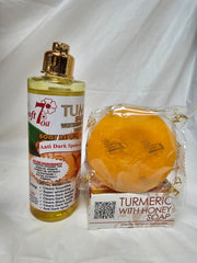 Soft 7 Turmeric Whitening & Glowing Oil With Honey Body Repair. 250ml & Soap