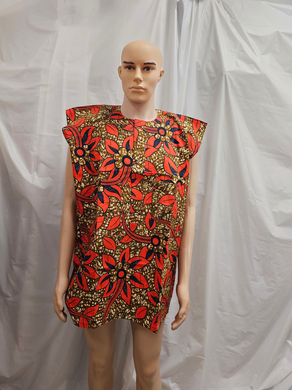 Sleeveless Men African Nigeria Traditional Unisex Danshiki Top