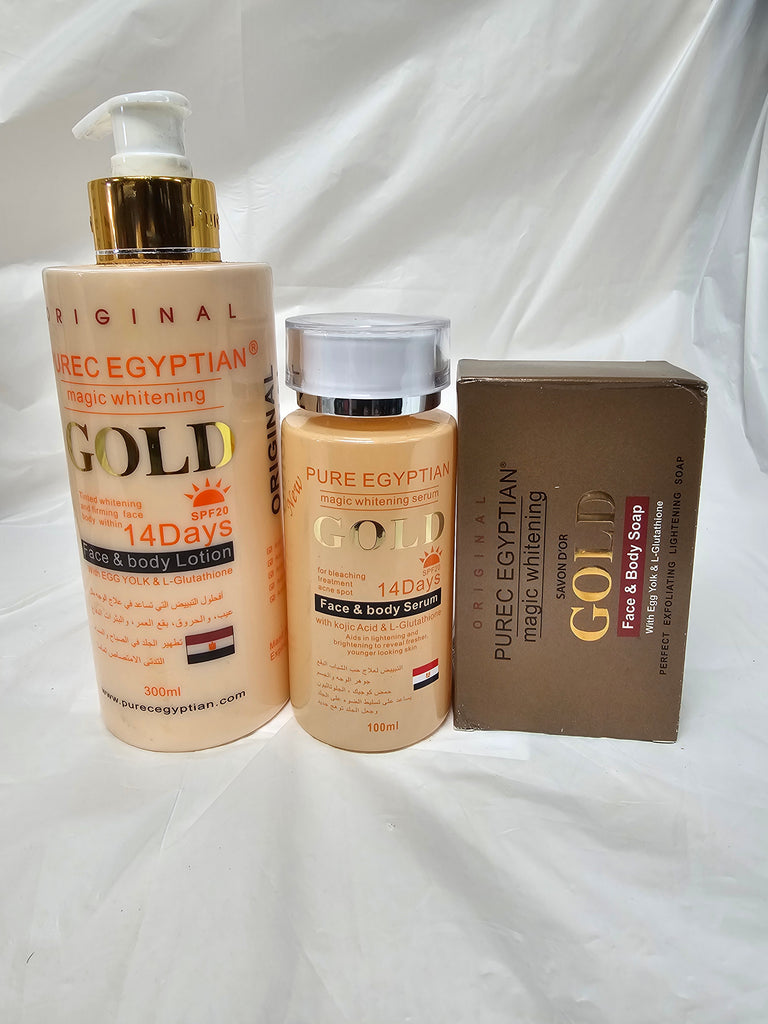Pure Egyptian Magic gold face and body lotion set