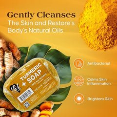 RA COSMETICS 100% Natural Turmeric Soap Bar for Face & Body