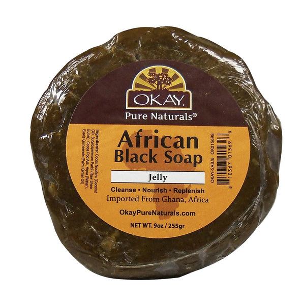 OKAY African Black Soap from Ghana with Shea Butter 9 Oz.