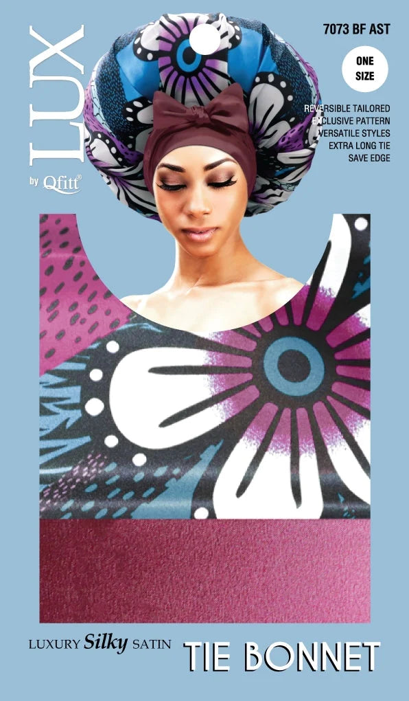 LUX PATTERN LUXURY SILKY SATIN TIE BONNET