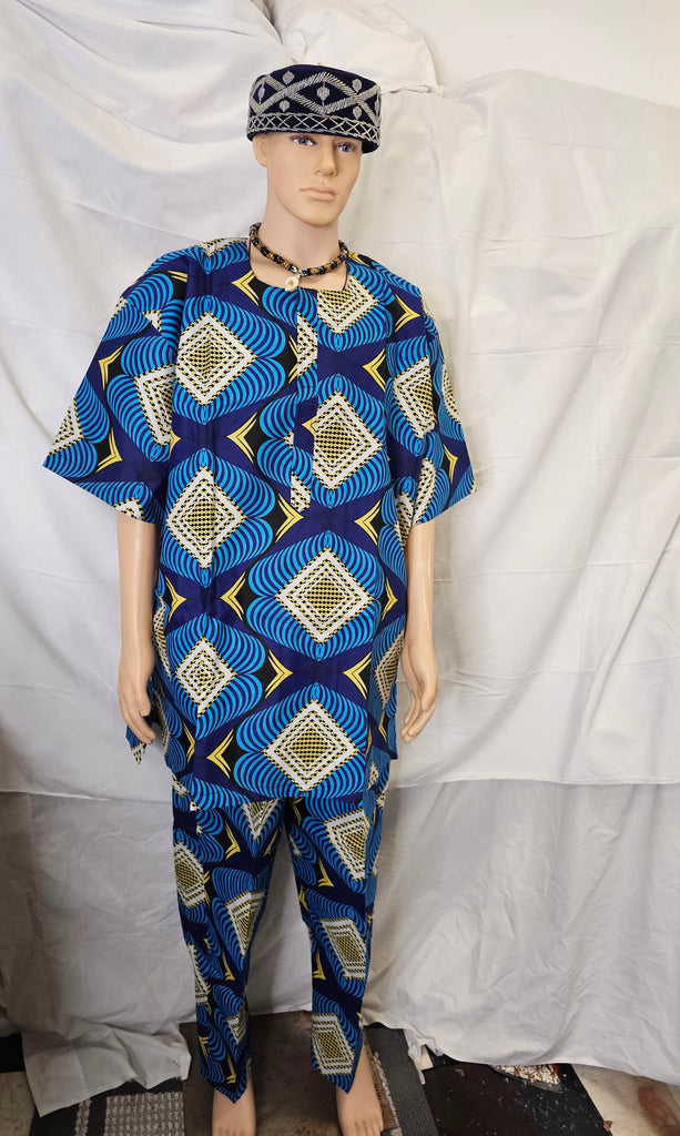 Church Lovely Traditional Wedding Ankara African Men Suit 2 piece set