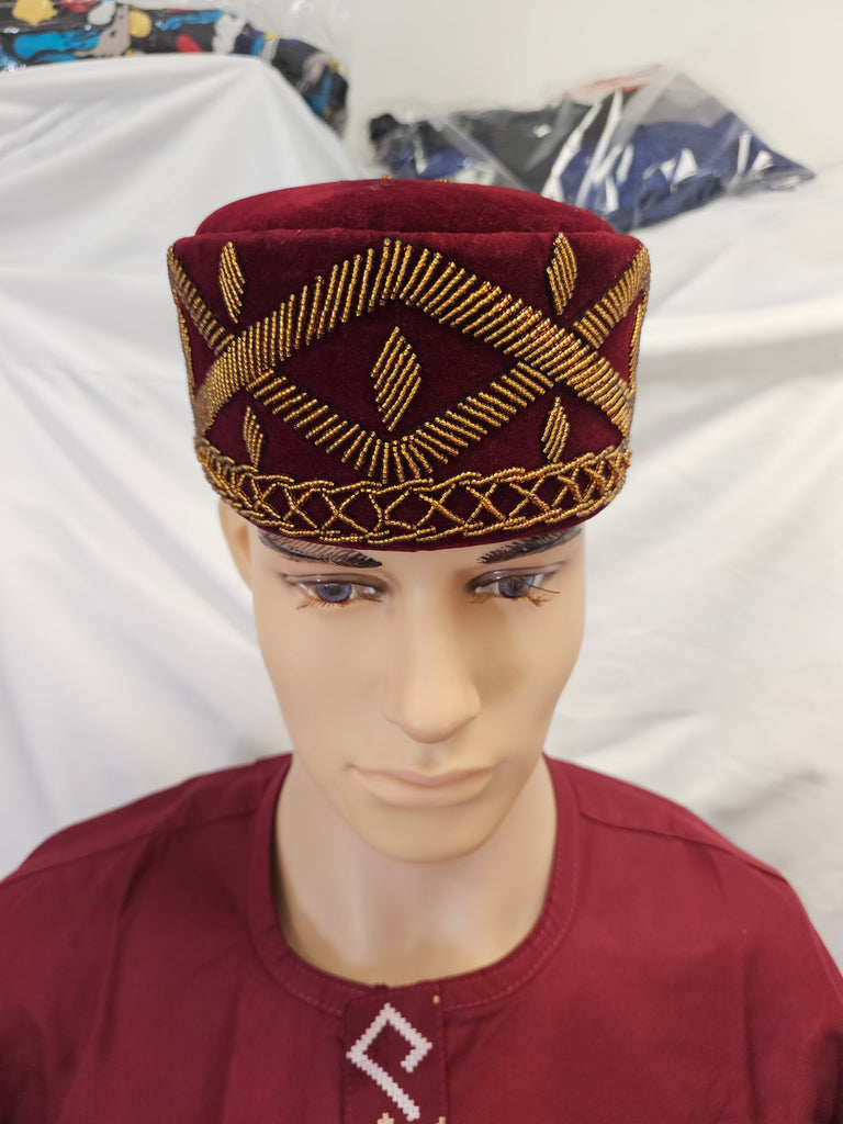 Burgundy African Wedding TRADITIONAL  High Class  Wedding high Quality Men 2 piece set Top & Pant 👖