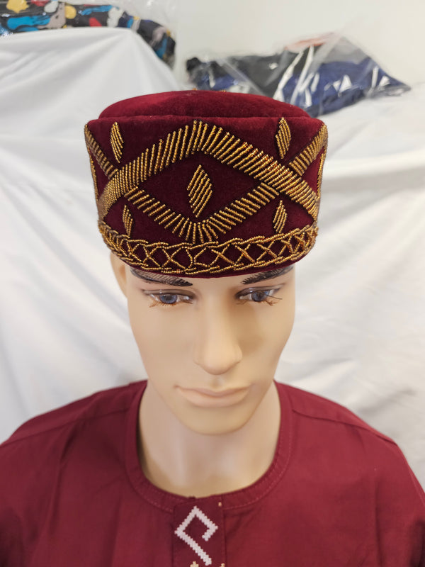 Burgundy African Wedding TRADITIONAL  High Class  Wedding high Quality Men 2 piece set Top & Pant 👖