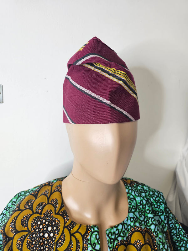 Burgundy Luxury African Men Cap for Traditional Ceremoneis