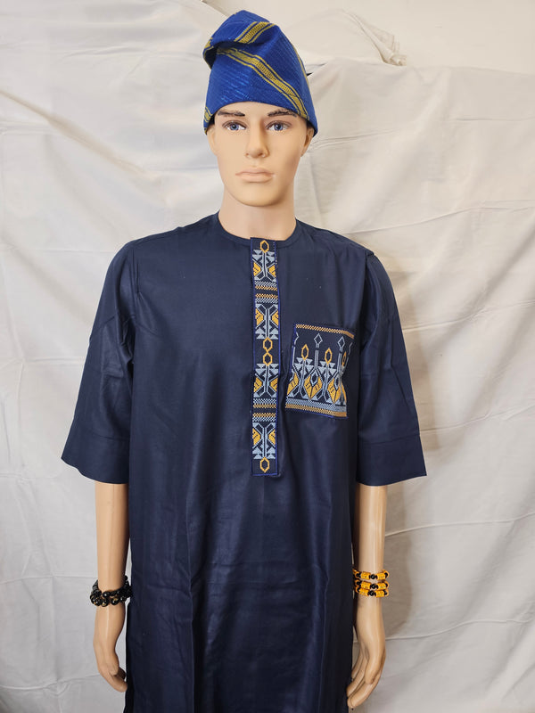 Navy Blue Senator High Quality 2 piece Suit Wedding Party Nigeria MEN TRADITIONAL AFRICAN CLOTHING