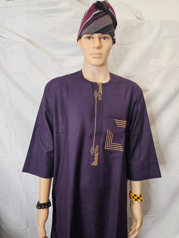 Purple Traditional Quality 2 piece Suit Wedding Party Nigeria MEN TRADITIONAL AFRICAN CLOTHING