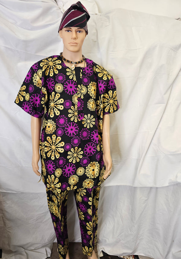 King Traditional Wedding Ankara African Men Suit 2 piece set