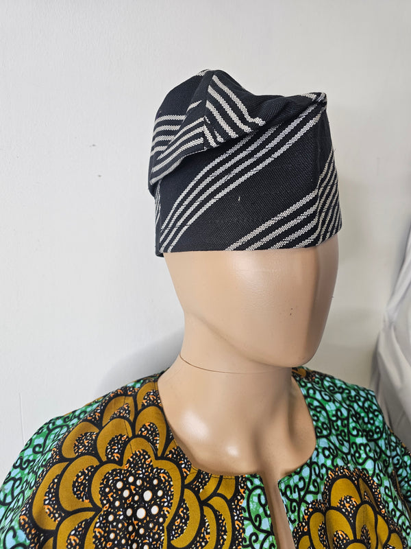 Black & White Luxury African Men Cap for Traditional Ceremoneis