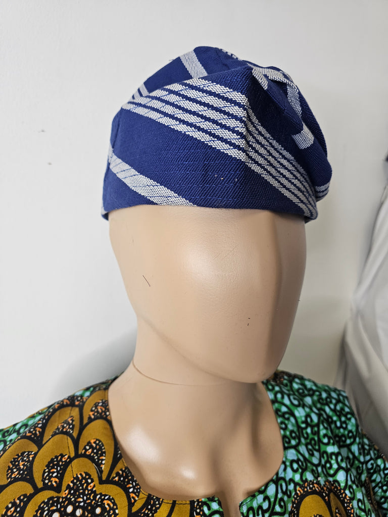 Blue & white Luxury African Men Cap for Traditional Ceremoneis
