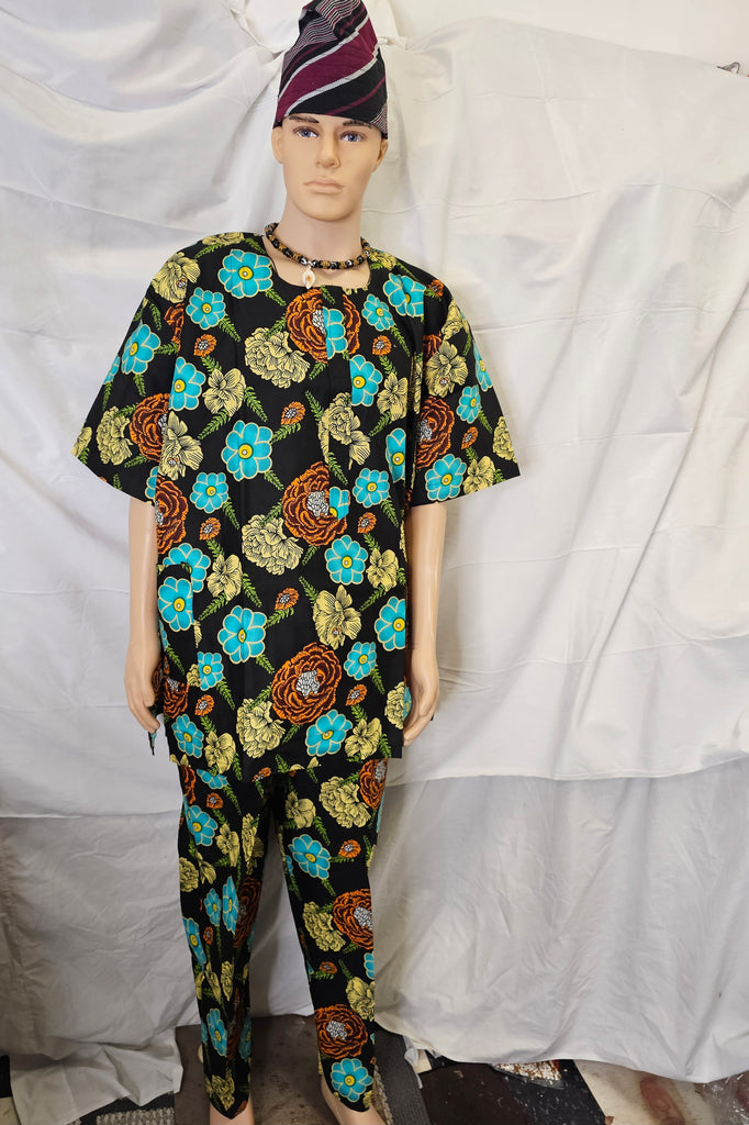Traditional Wedding Ankara African Men Suit 2 piece set