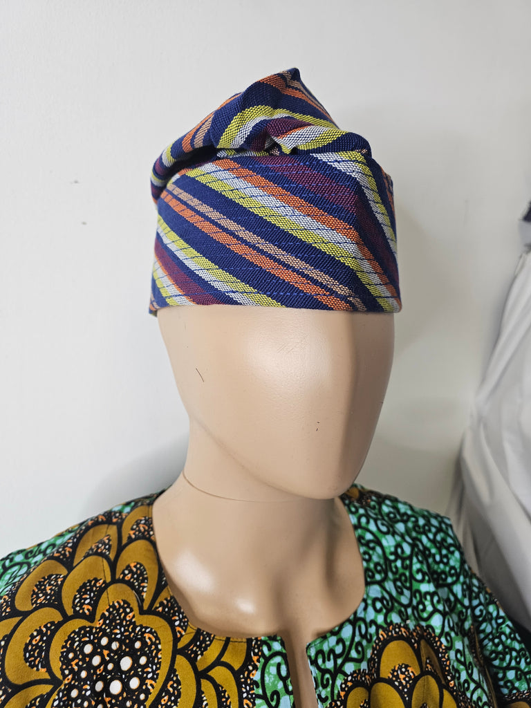 Aso oke Luxury African Men Cap for Traditional Ceremoneis