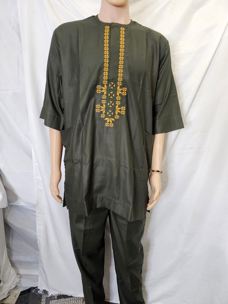 Dark Green Elegant High Class  Wedding high Quality Men 2 piece set Top & Pant 👖