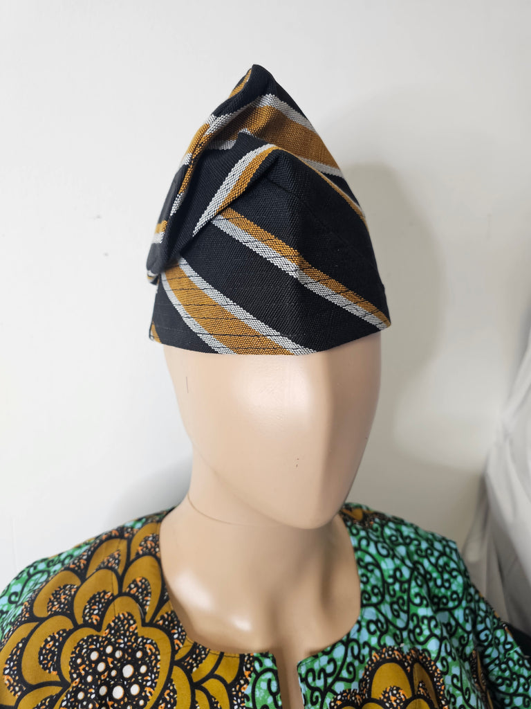 Gold & Black Luxury African Men Cap for Traditional Ceremoneis